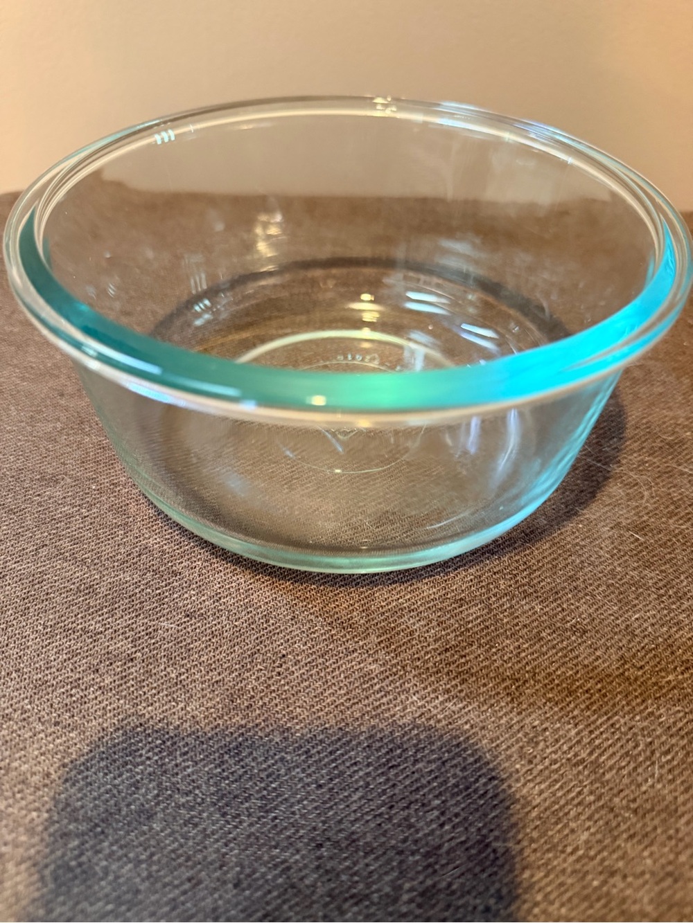 Pyrex Glass Mixing Bowl with Aqua Rim